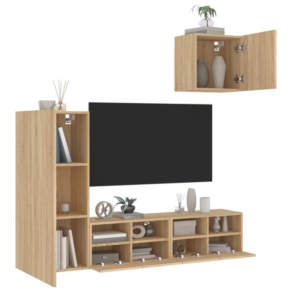 Vidaxl 4-dielne TV nástenné skrinky dub sonoma kompozitné drevo